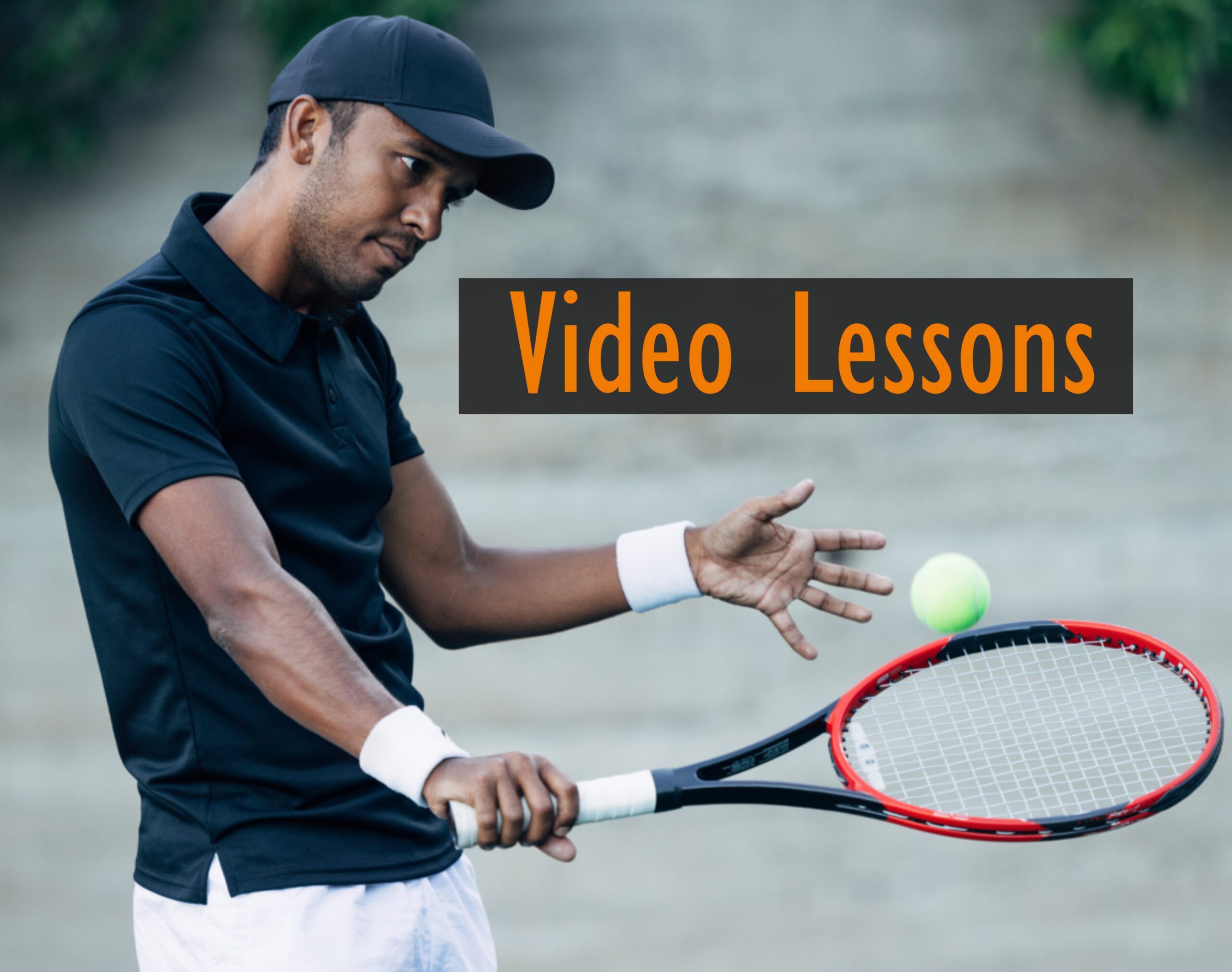 Video lesson image with man performing a backhand stroke